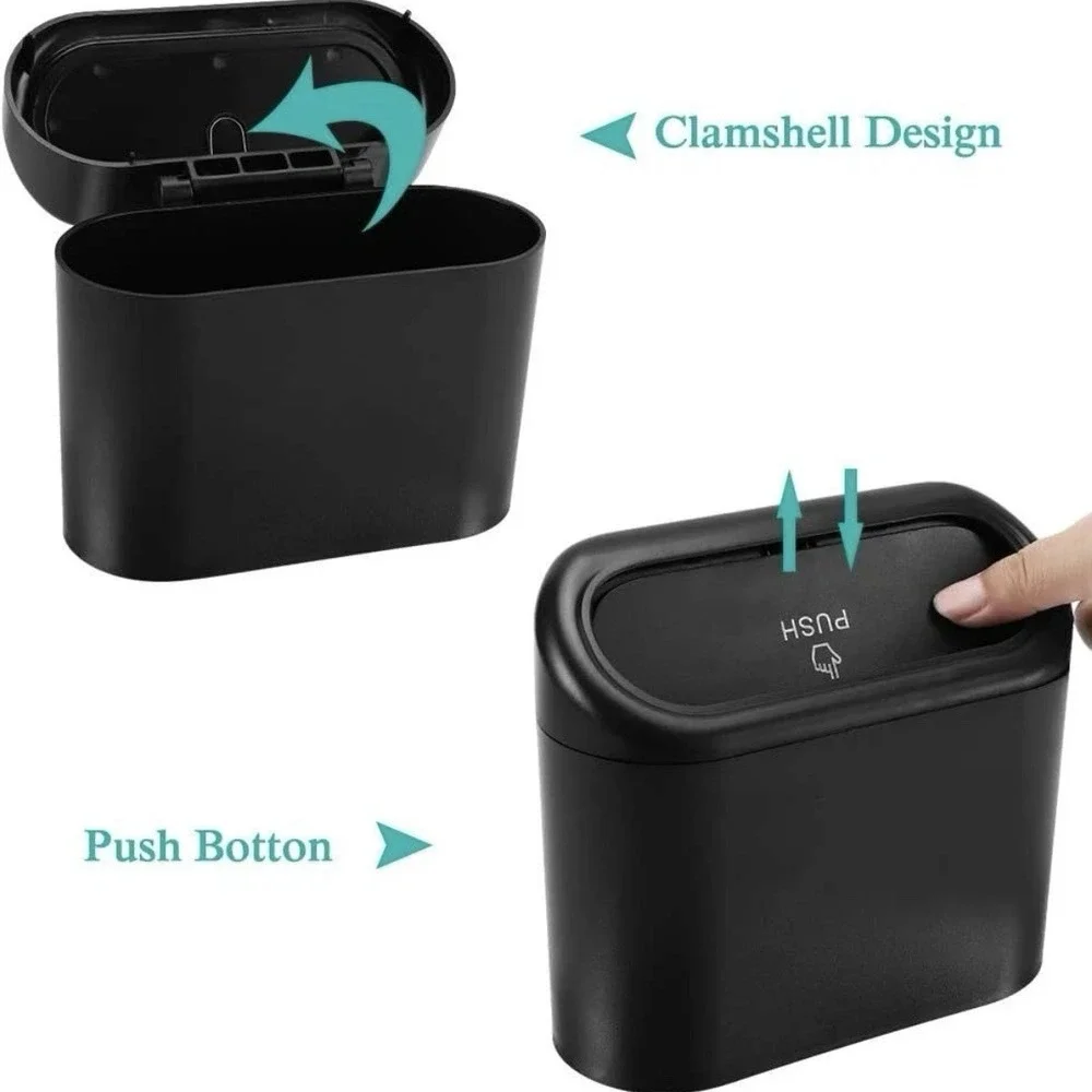Portable Trash Can Garbage Bin With Lid‎ Leak Proof Interior For Car Home Office